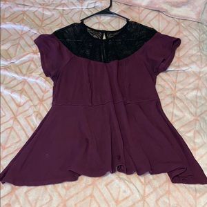 Purple lace yoke top